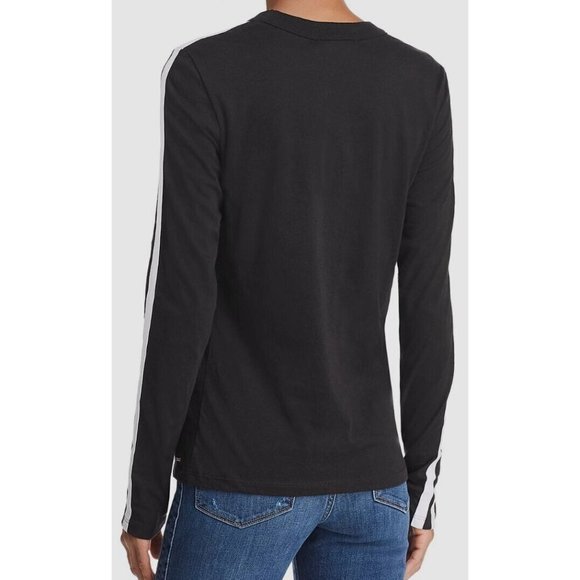 Women's n : Philanthropy Caia Striped-Sleeve Tee Black Small S - Picture 2 of 2